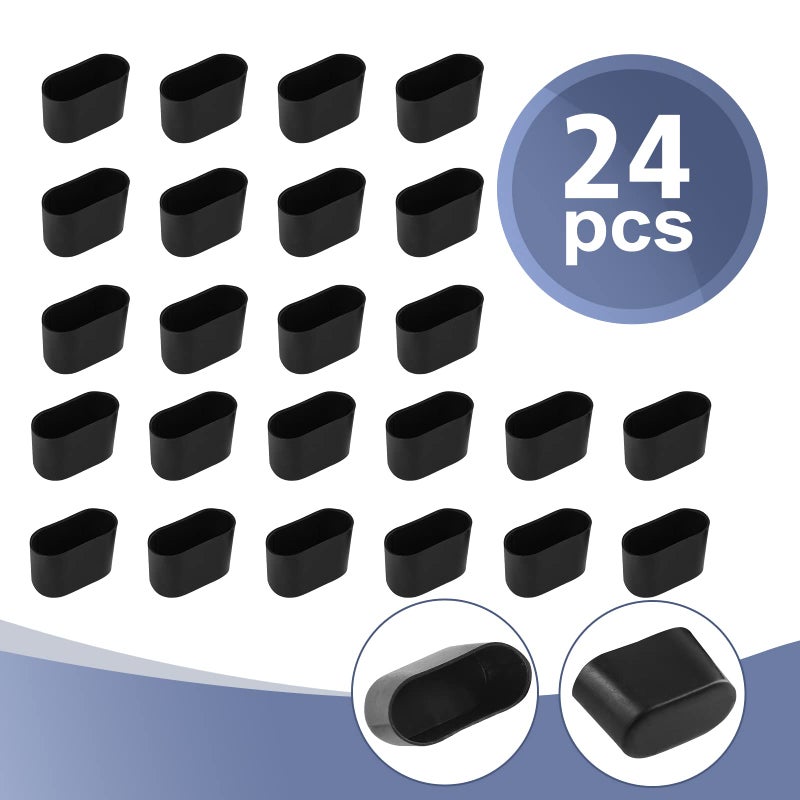 Masendelk Oval Furniture Leg Protectors 1.57"" x 0.79"", Masendelk 24 Pack Black Chair Leg Caps Wood Floor Protectors, 40 x 20mm PVC Chair Leg Covers - Image 2